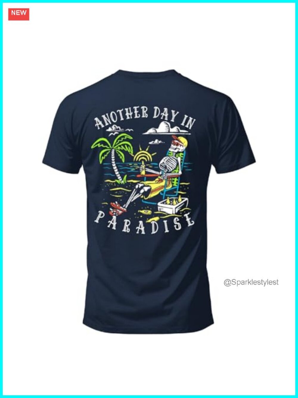Tropical Beach Graphic T-Shirt 100% Ringspun Cotton, Classic Fit, Printed in USA